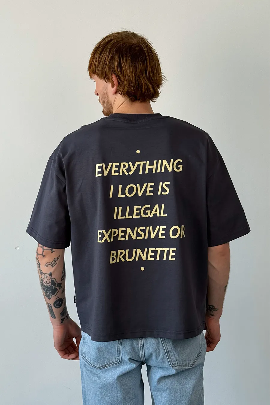 Garage T -shirt square cut Boxy brunette gray game