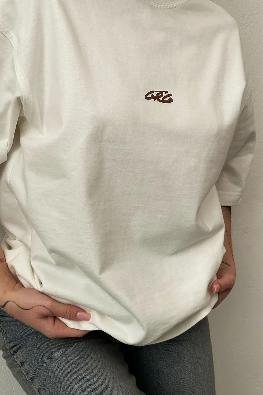Garage T -shirt Oversiz with velor milk effect