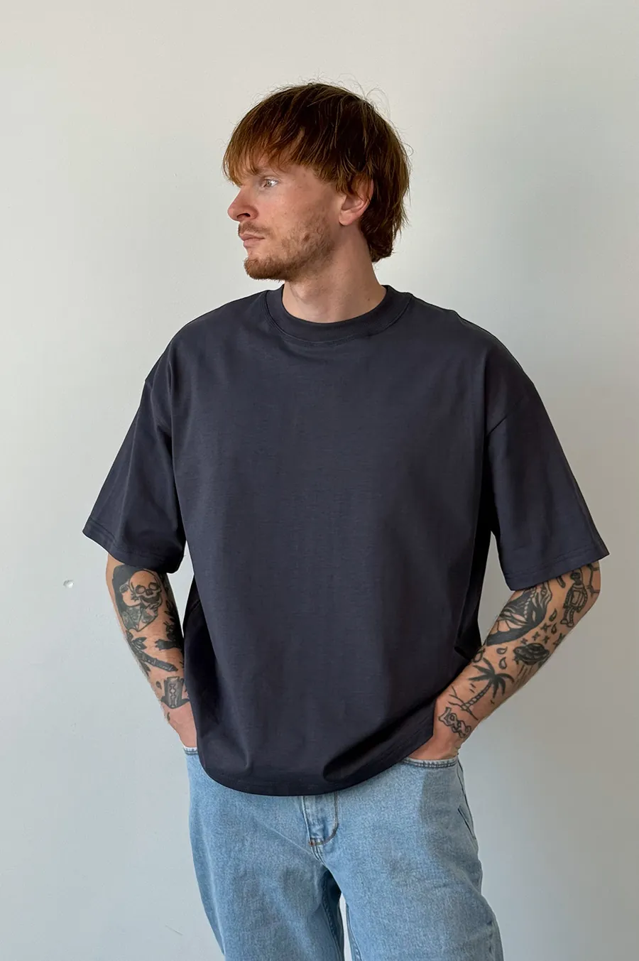 Garage T -shirt square cut Boxy brunette gray game