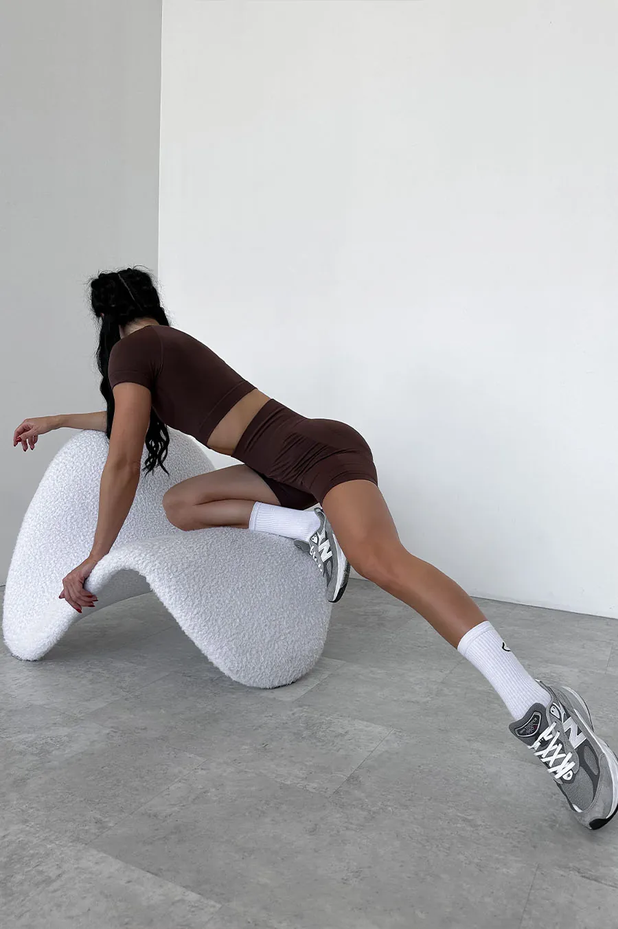 Костюм fitness GARAGE топ з велосипедками  Кавовий