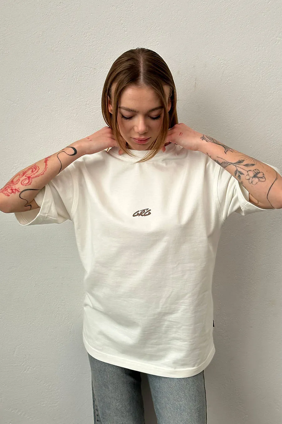 Garage T -shirt Oversiz with velor milk effect