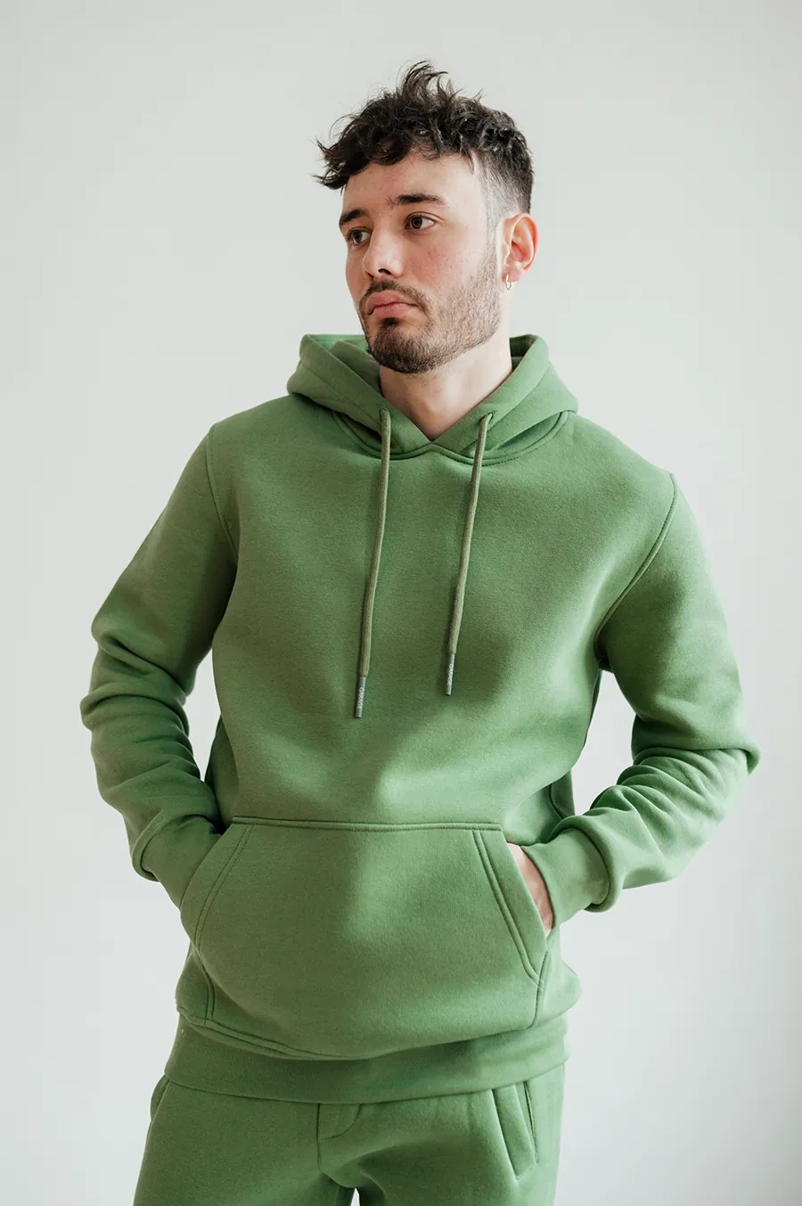 Basic green hoodie sale