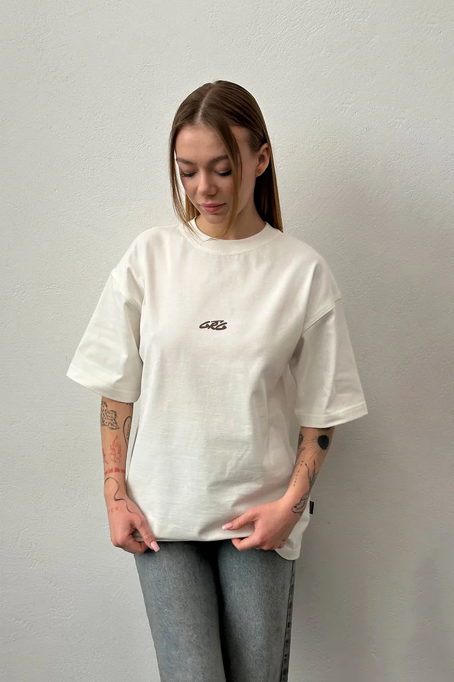 Garage T -shirt Oversiz with velor milk effect