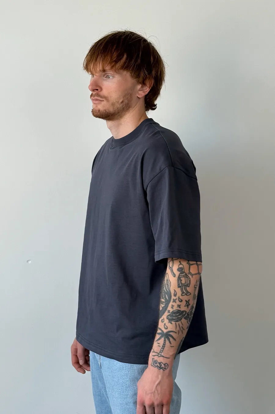 Garage T -shirt square cut Boxy brunette gray game