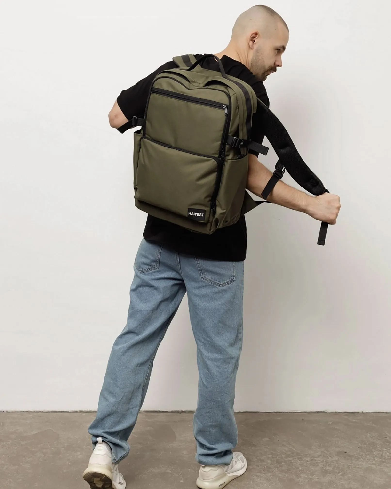 Harvest's backpack control of Peck polyester, khaki color