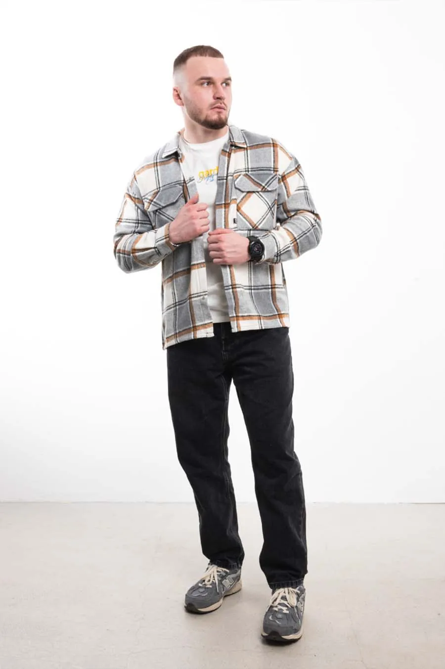 Gard jacket shirt | №9 gray-white cell 1/24 gray