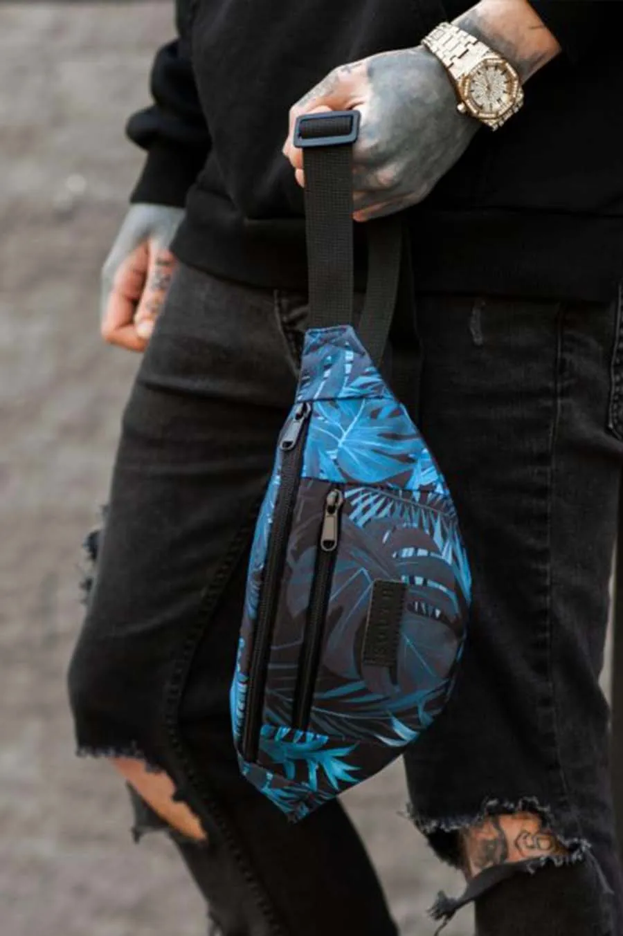 Belt bag SOUTH leaves Blue