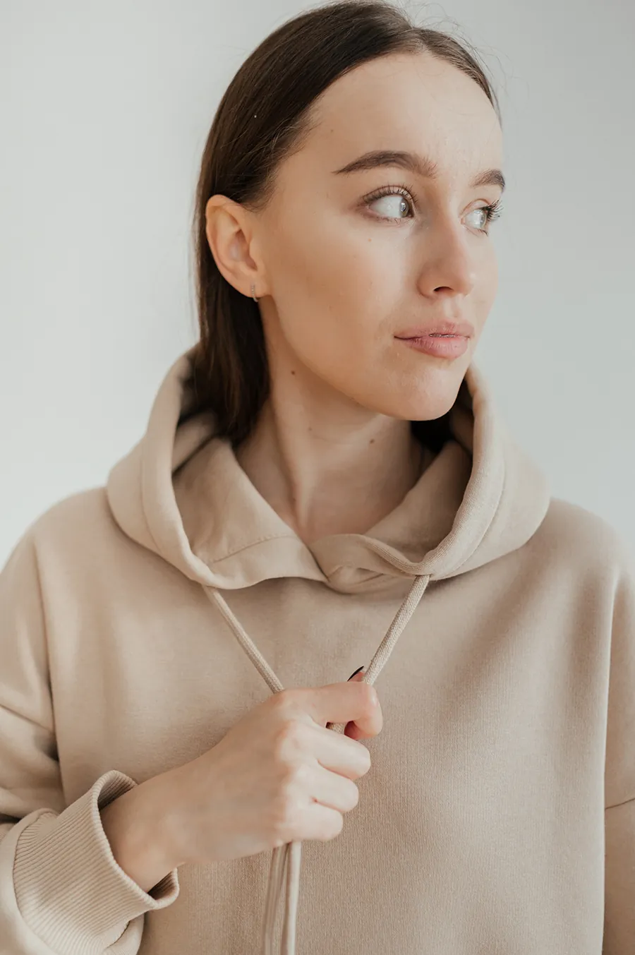 Hoodie GARAGE Basic OVERSIZE with pile Beige