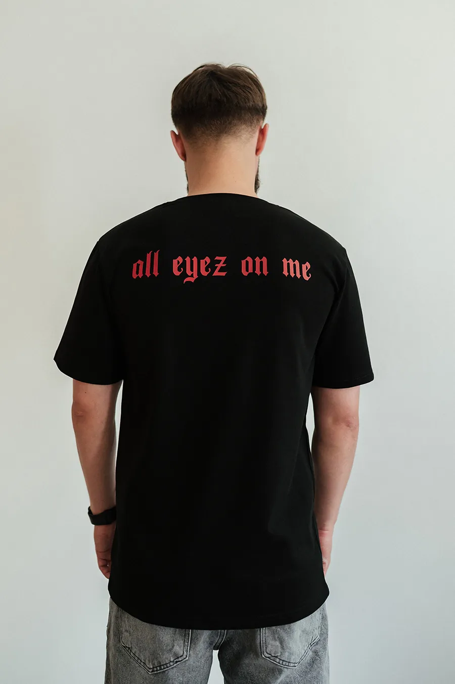 Футболка GARAGE all eyez on me принт спина, око перед Чорний
