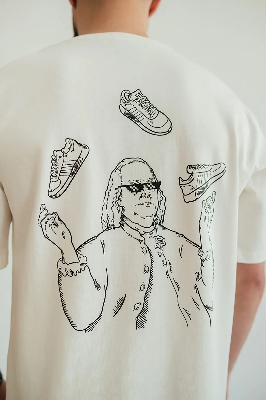 T-shirt GARAGE Franklin shoes print back Milk