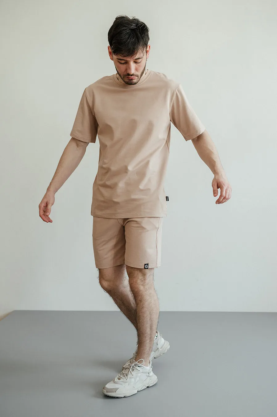 T-shirt GARAGE 2 thread oversize long Beige