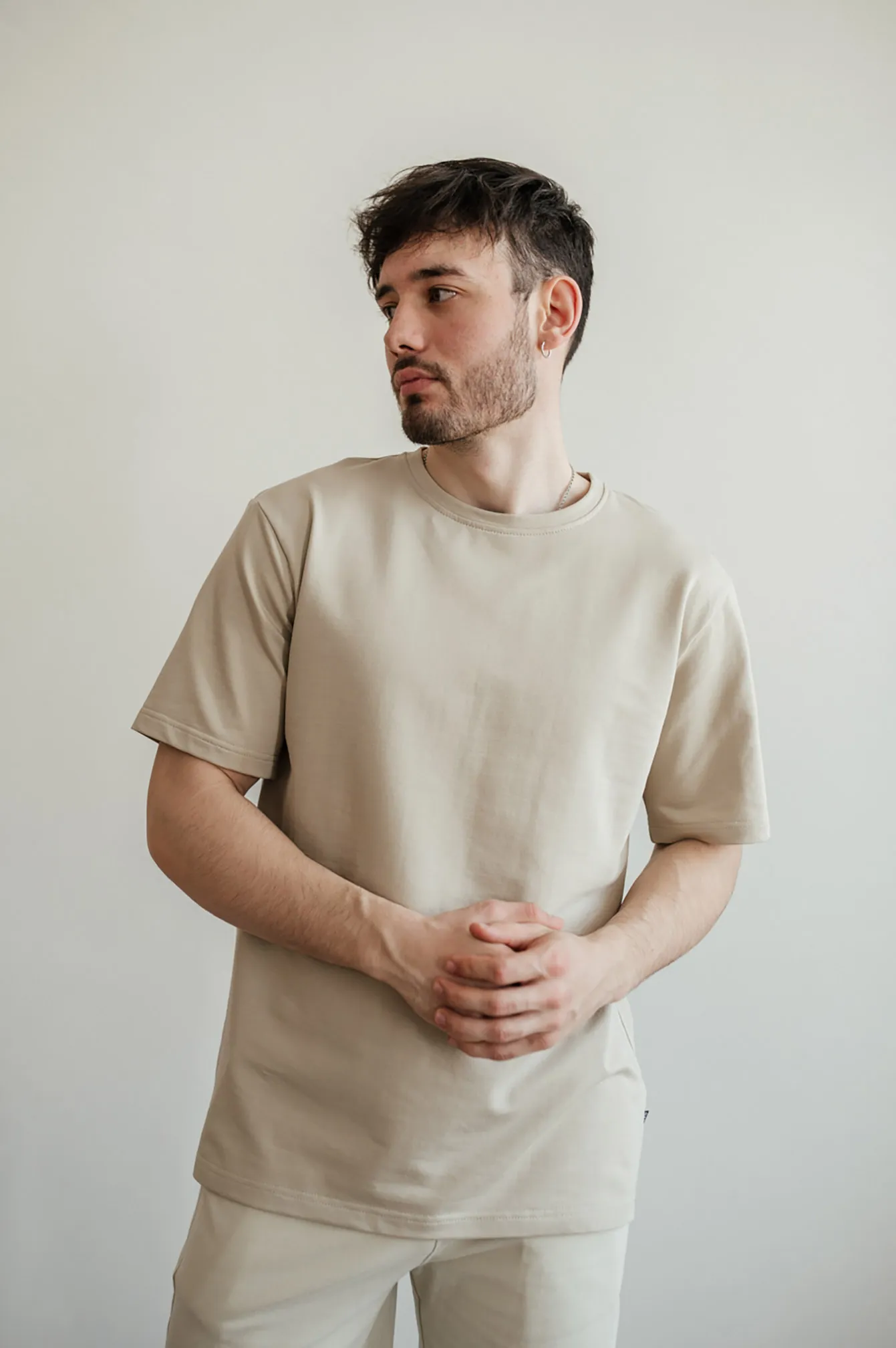 T-shirt GARAGE 2 thread oversize long Khaki beige