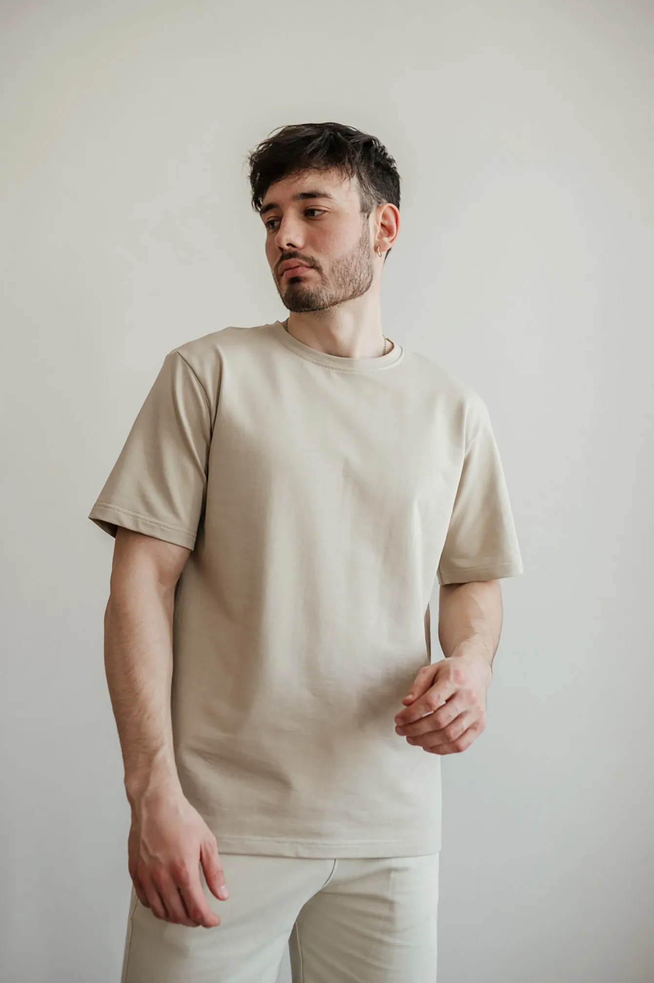T-shirt GARAGE 2 thread oversize long Khaki beige