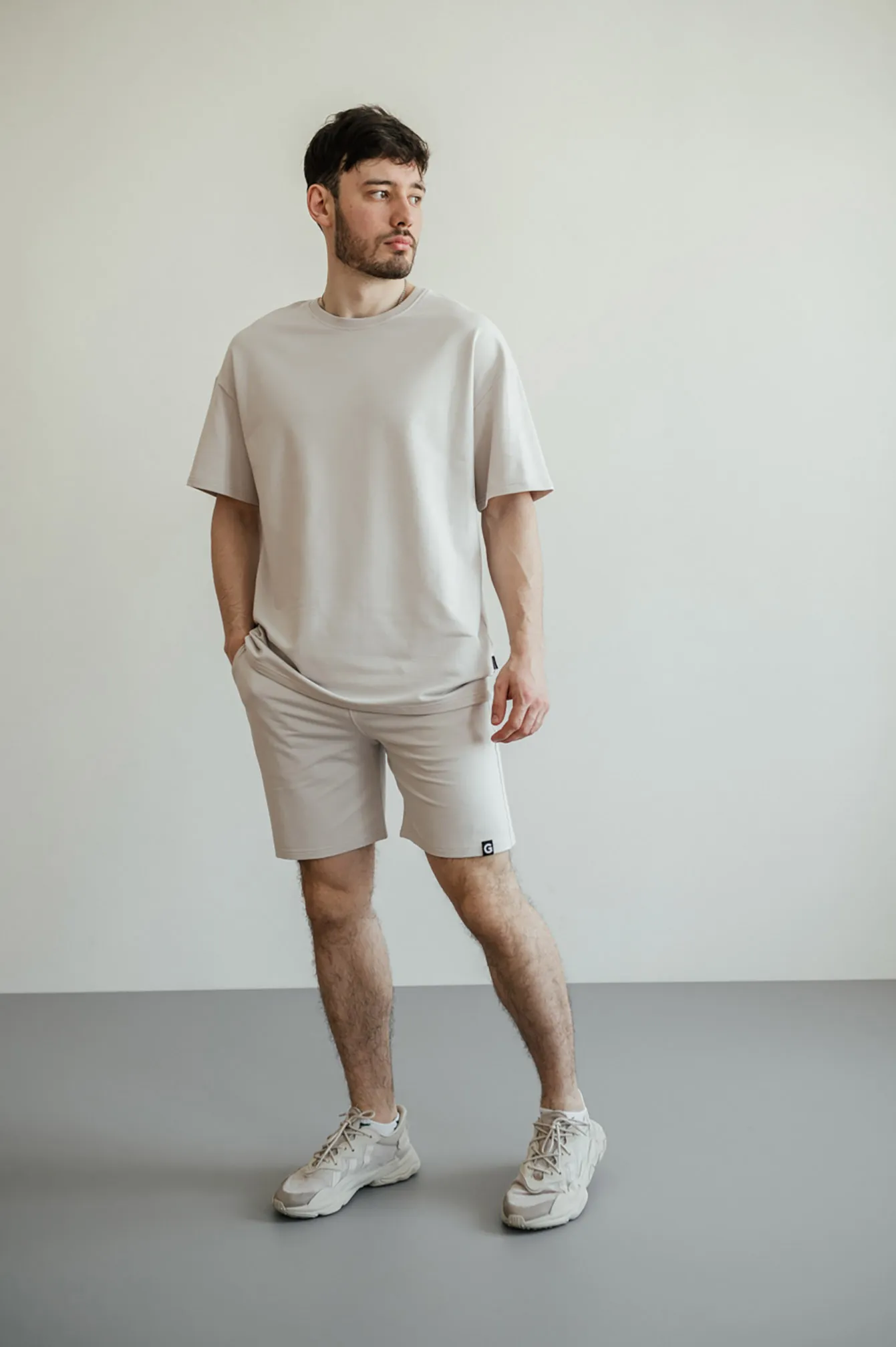 T-shirt GARAGE 2 thread oversize long Pale gray