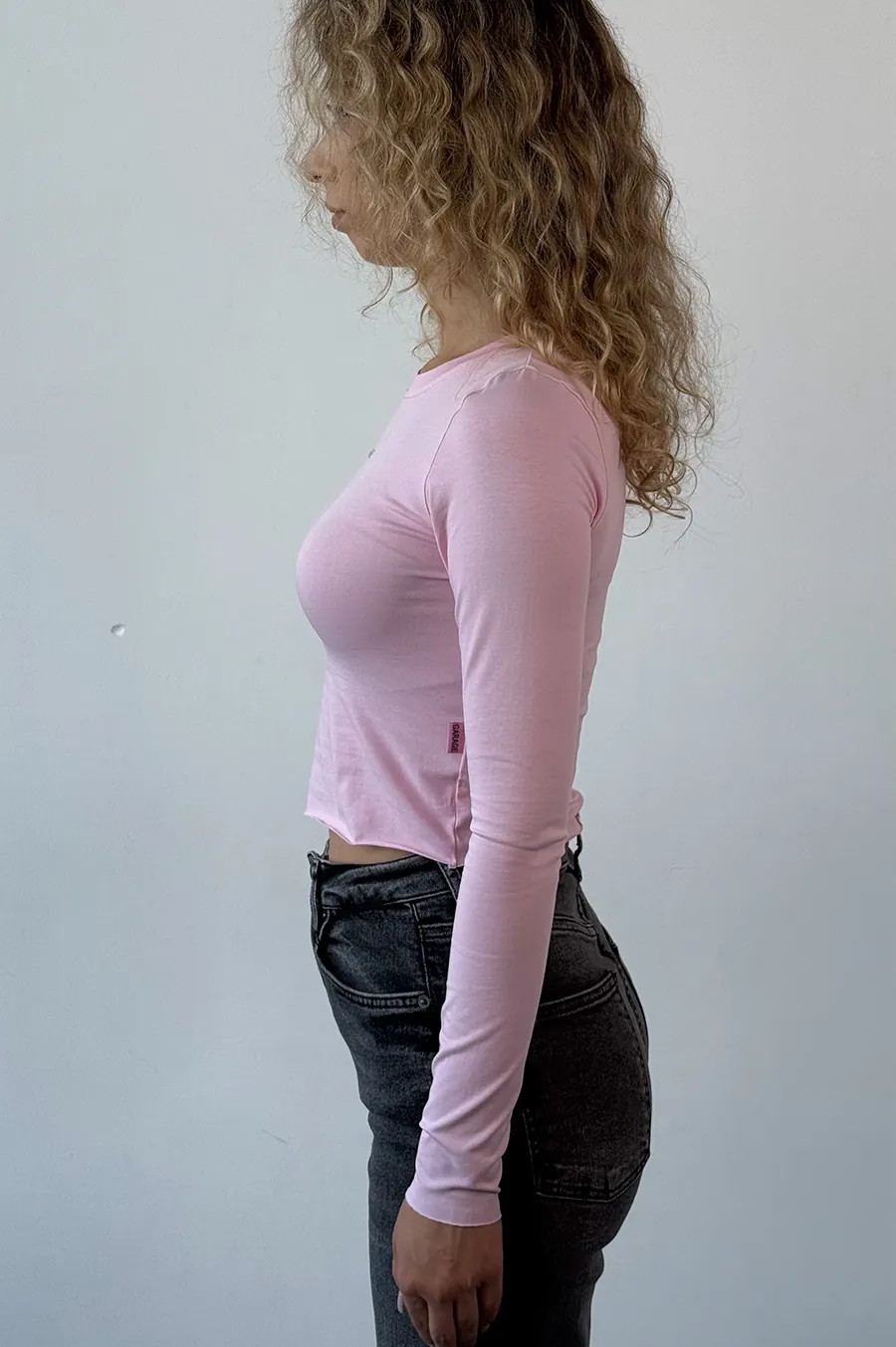 GARAGE top with cut edges and St. Pink print