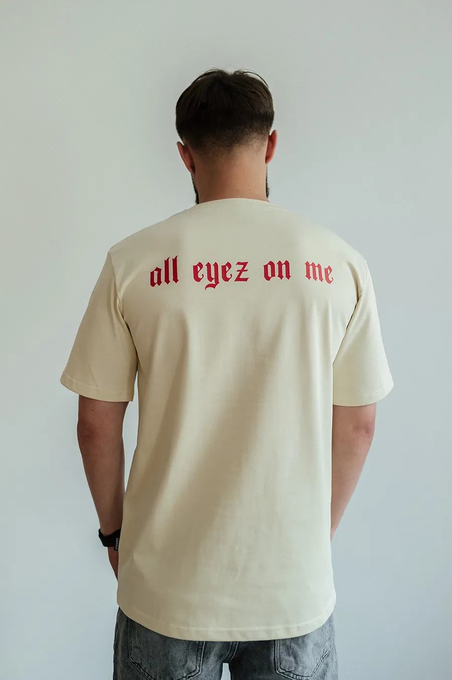 Футболка GARAGE all eyez on me принт спина, око перед Бежевий