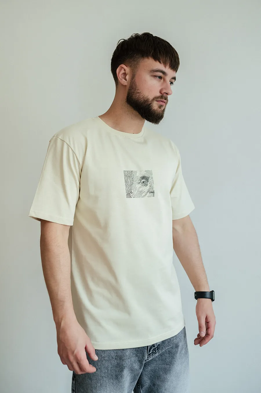 Футболка GARAGE all eyez on me принт спина, око перед Бежевий