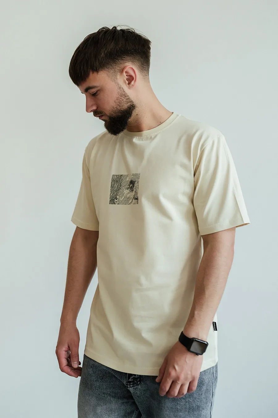 Футболка GARAGE all eyez on me принт спина, око перед Бежевий