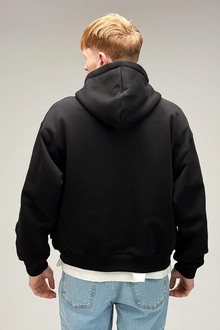 GARAGE zipper hoodie oversize diagonal cotton Black