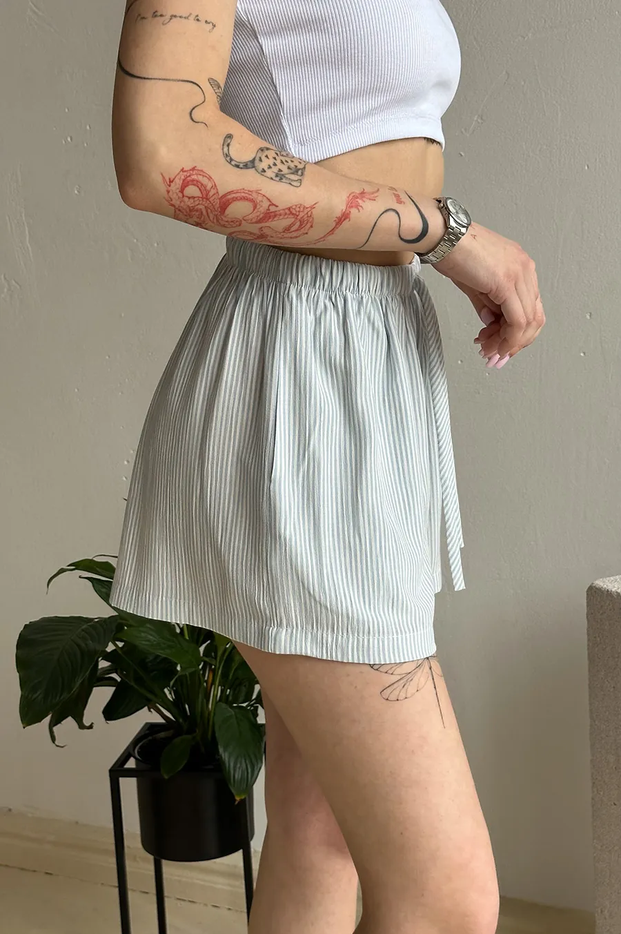 Shorts GARAGE Made of linen fabric Blue