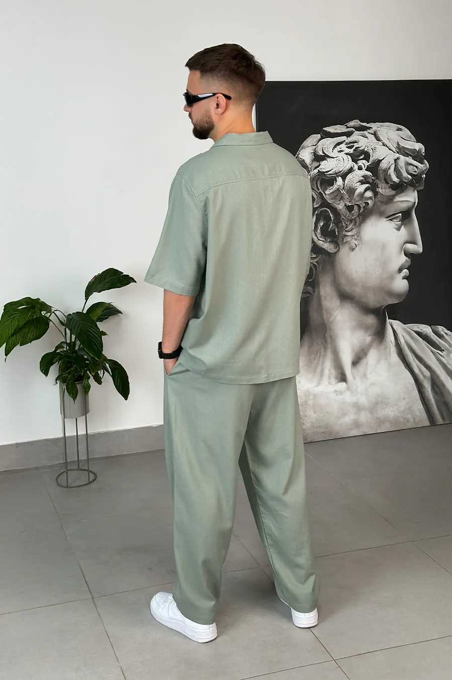 GARAGE shirt with turn-down collar Olive