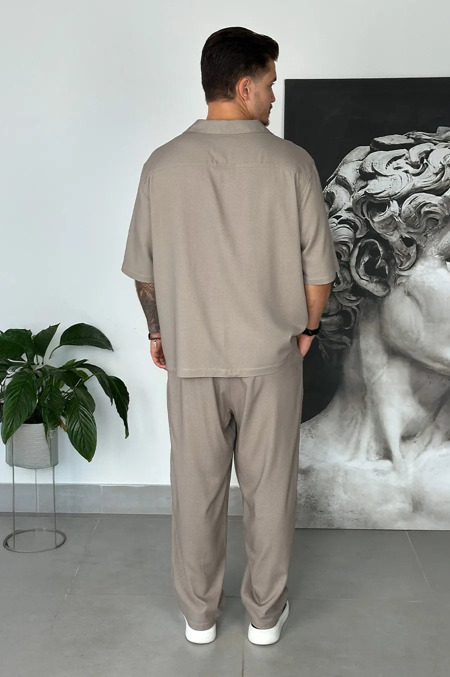 GARAGE shirt with stand-up collar Cappuccino