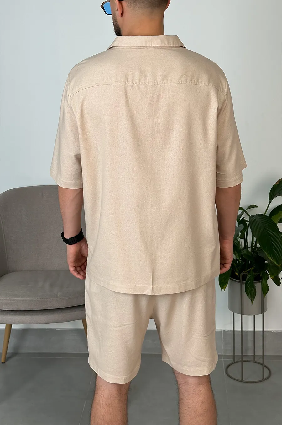 Shirt GARAGE with a folding collar Beige