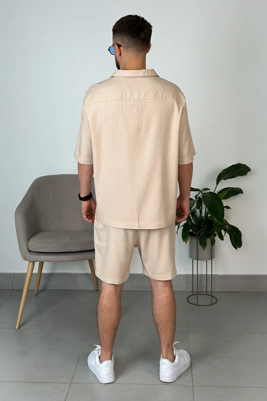 Shirt GARAGE with a folding collar Beige