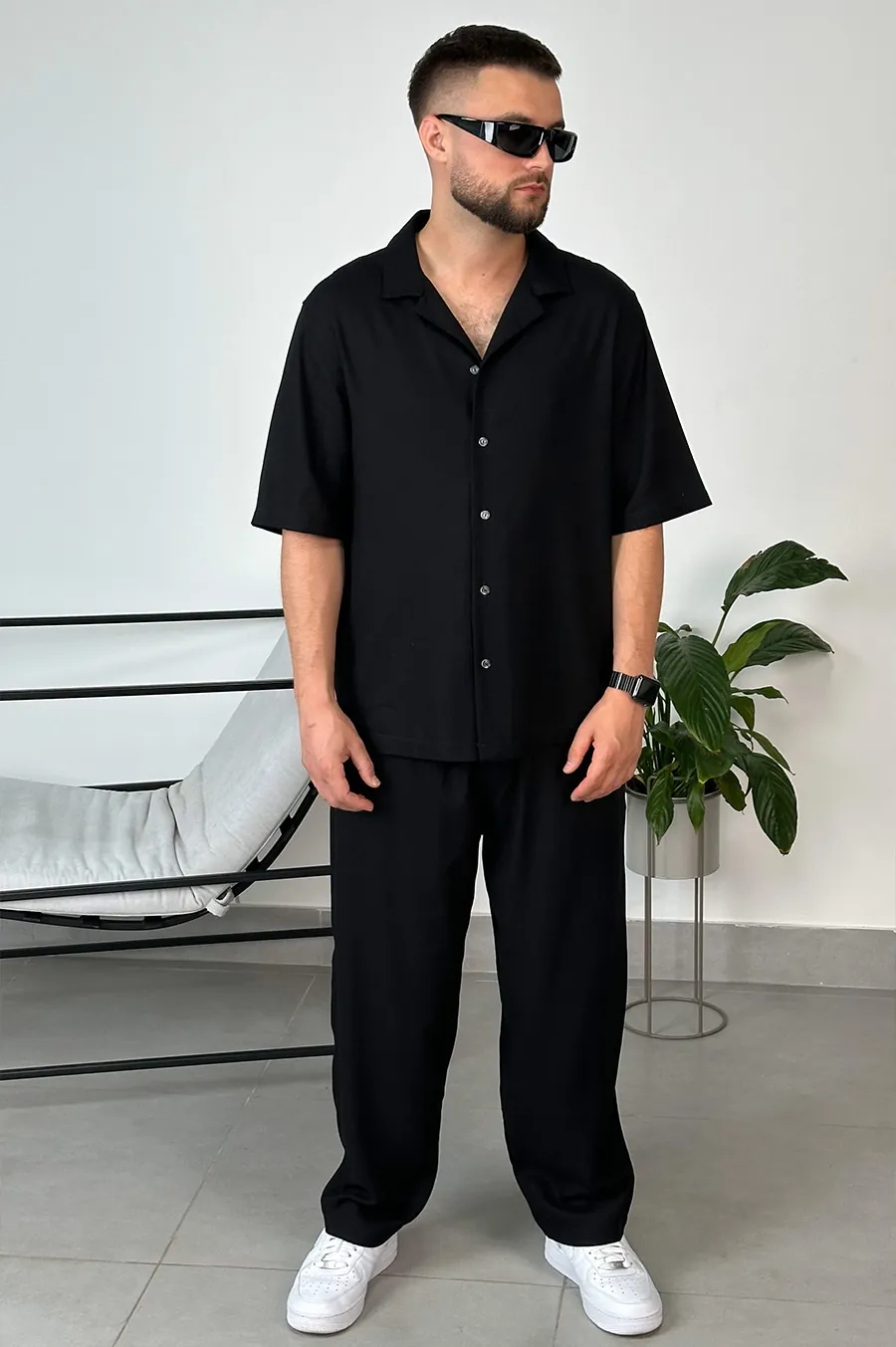 GARAGE shirt with turn-down collar Black
