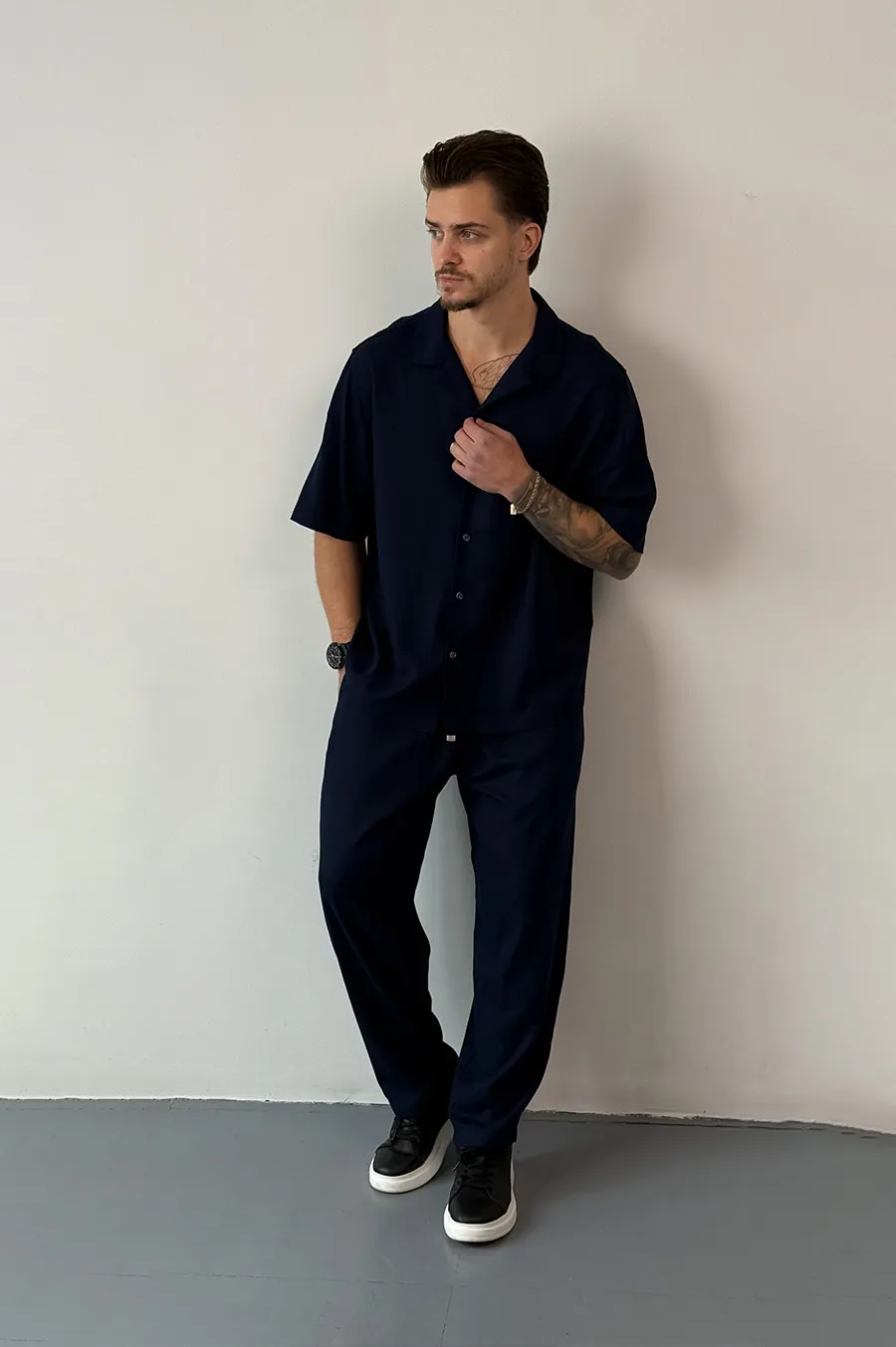 Shirt GARAGE with a turn-down collar Blue