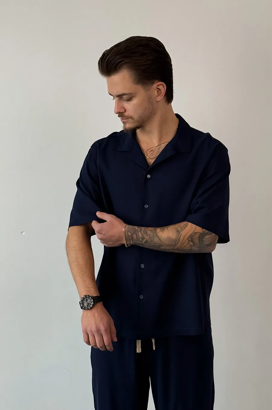 Shirt GARAGE with a turn-down collar Blue