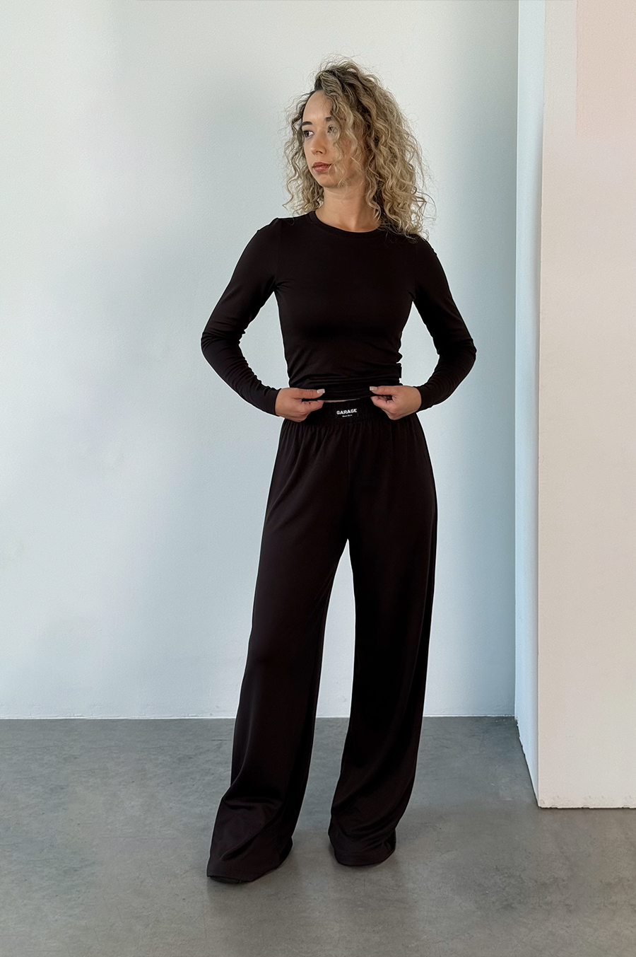 Top GARAGE with long sleeves elongated Chocolate