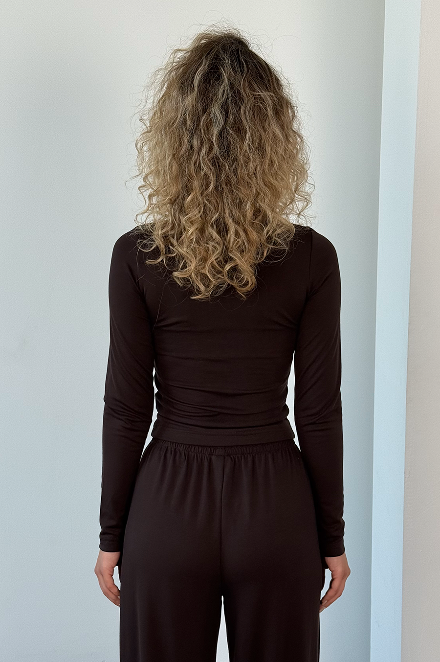 Top GARAGE with long sleeves elongated Chocolate