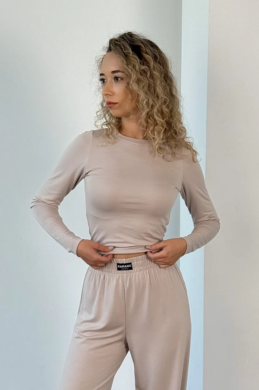 Top GARAGE with long sleeves, elongated Beton