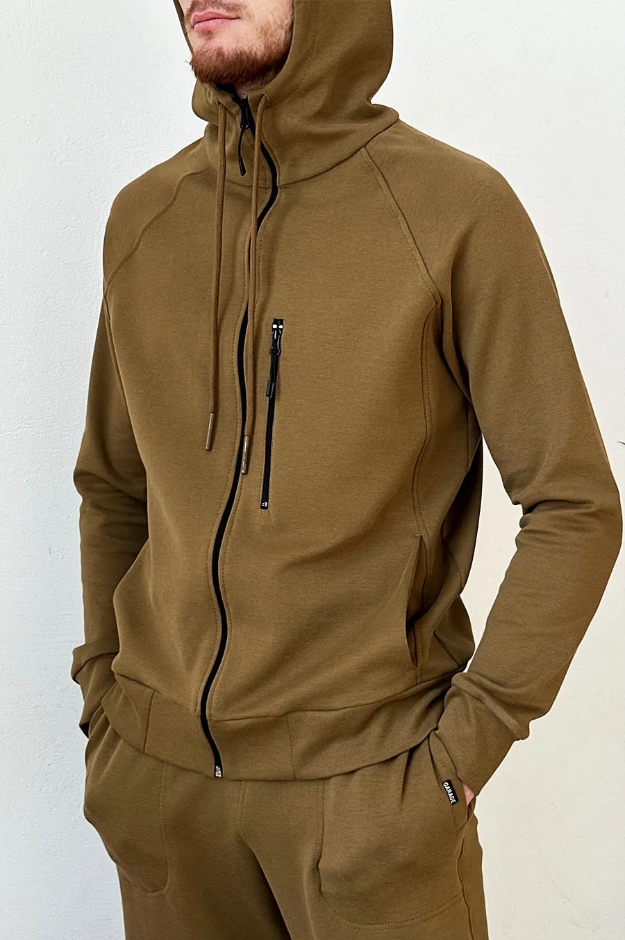 GARAGE zipp hoodie with zipper pocket Mustard