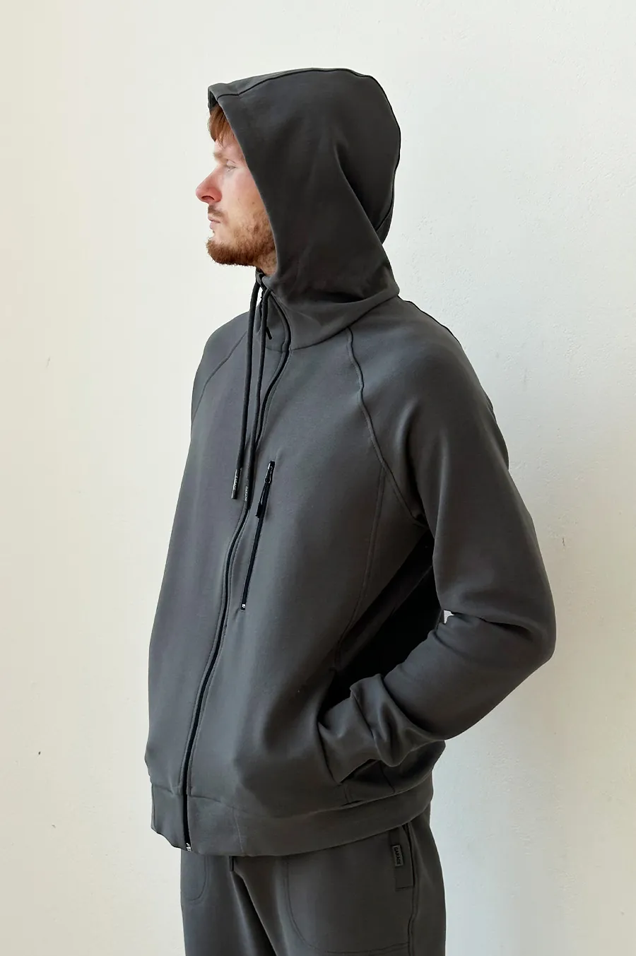 GARAGE zipp hoodie with zipper pocket T. Gray