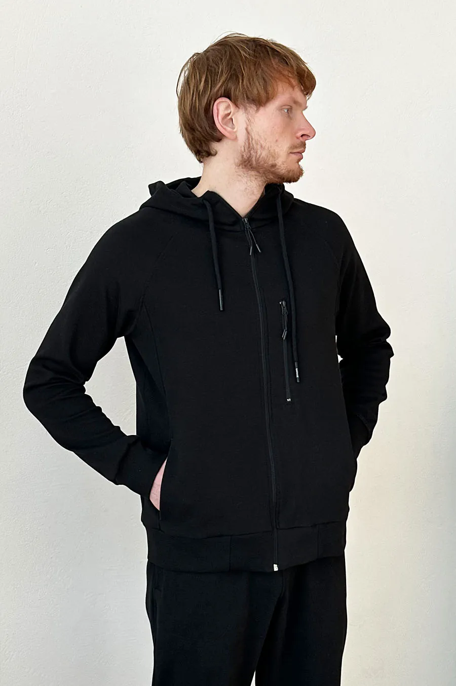 GARAGE zipp hoodie with zip pocket Black