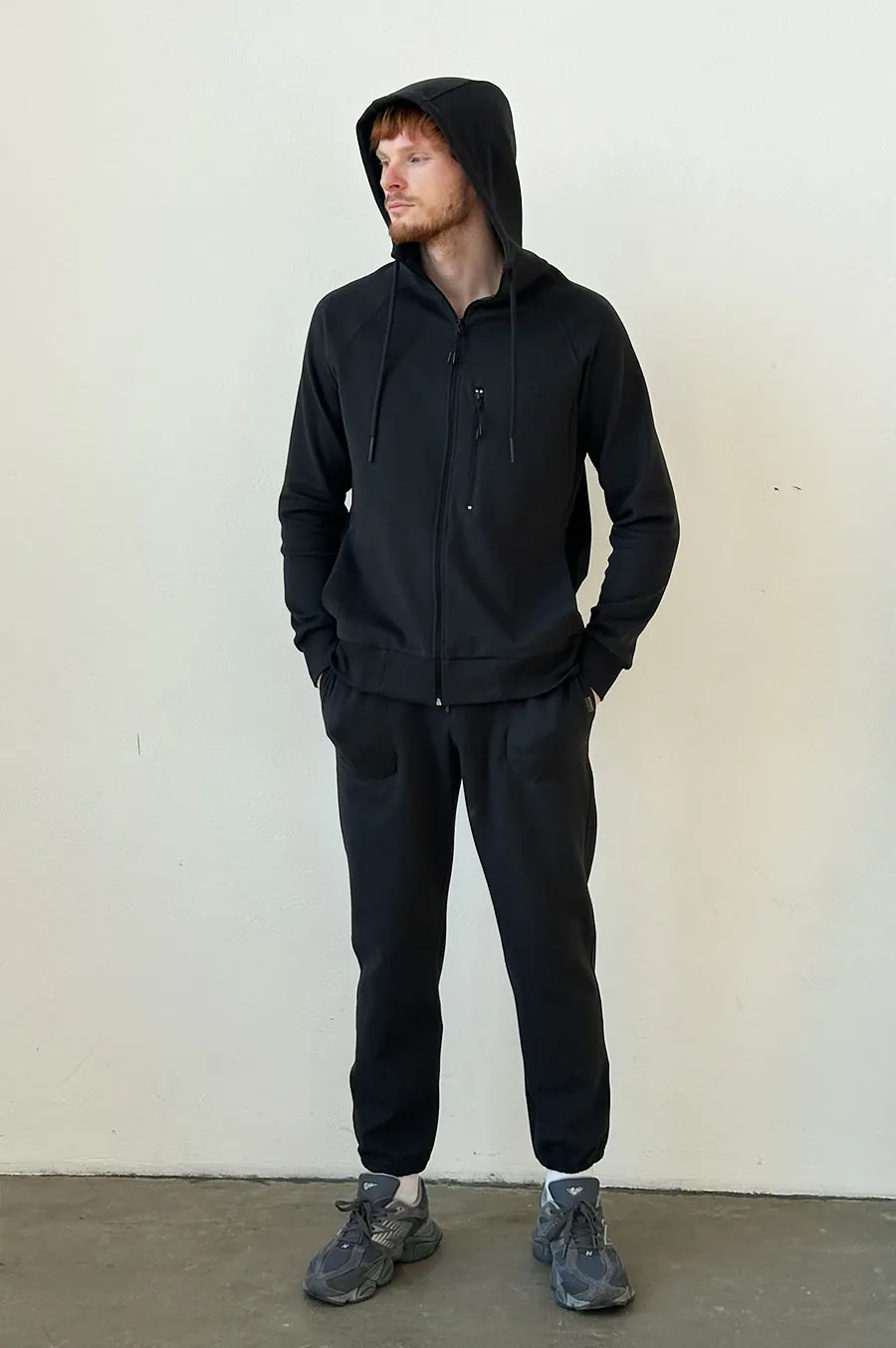 GARAGE zipp hoodie with zip pocket Black