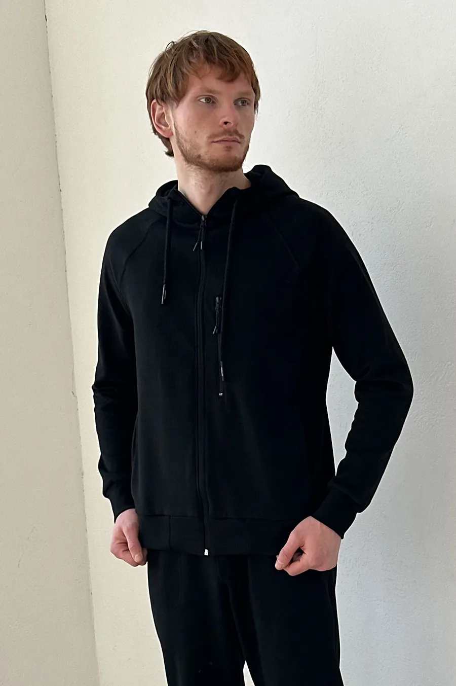 GARAGE zipp hoodie with zip pocket Black