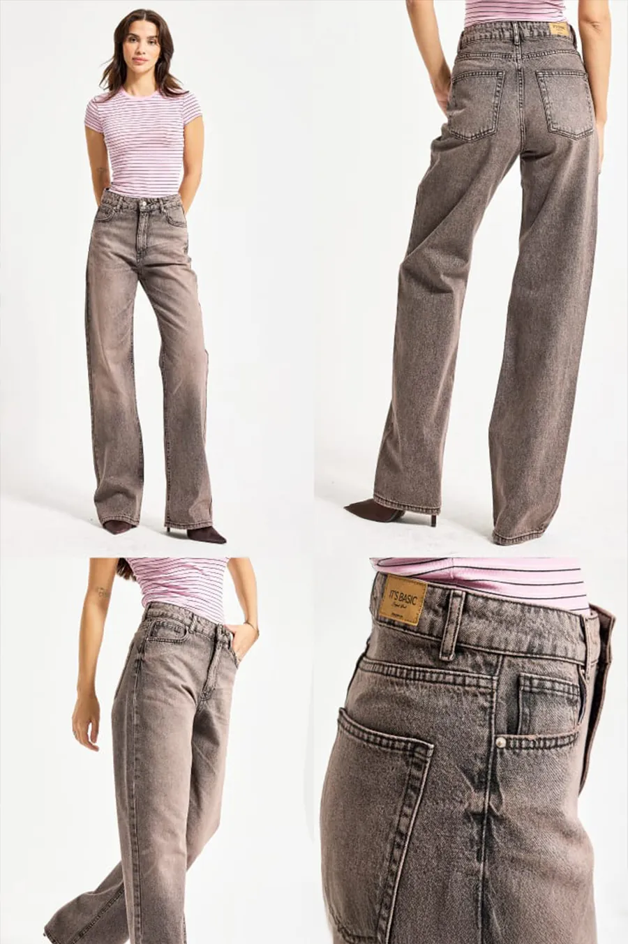 Джинси IT'S BASIC 4s6 166 straight fit  Коричневий