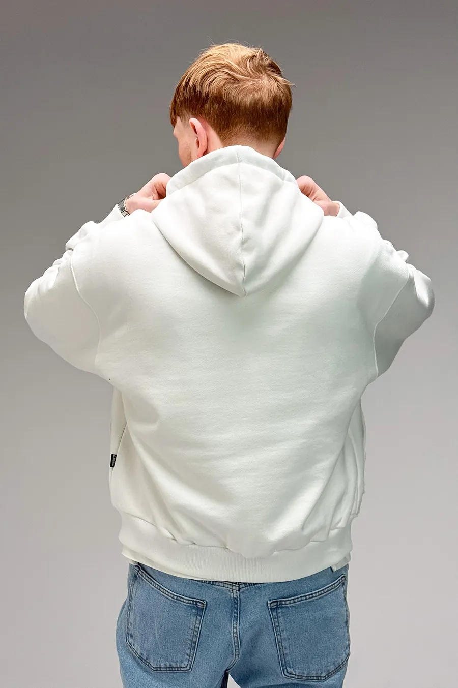 Oversized GARAGE zipper hoodie made of diagonal cotton Milk