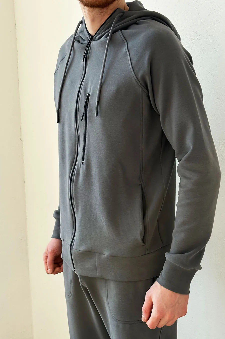 GARAGE zipp hoodie with zip pocket Gray