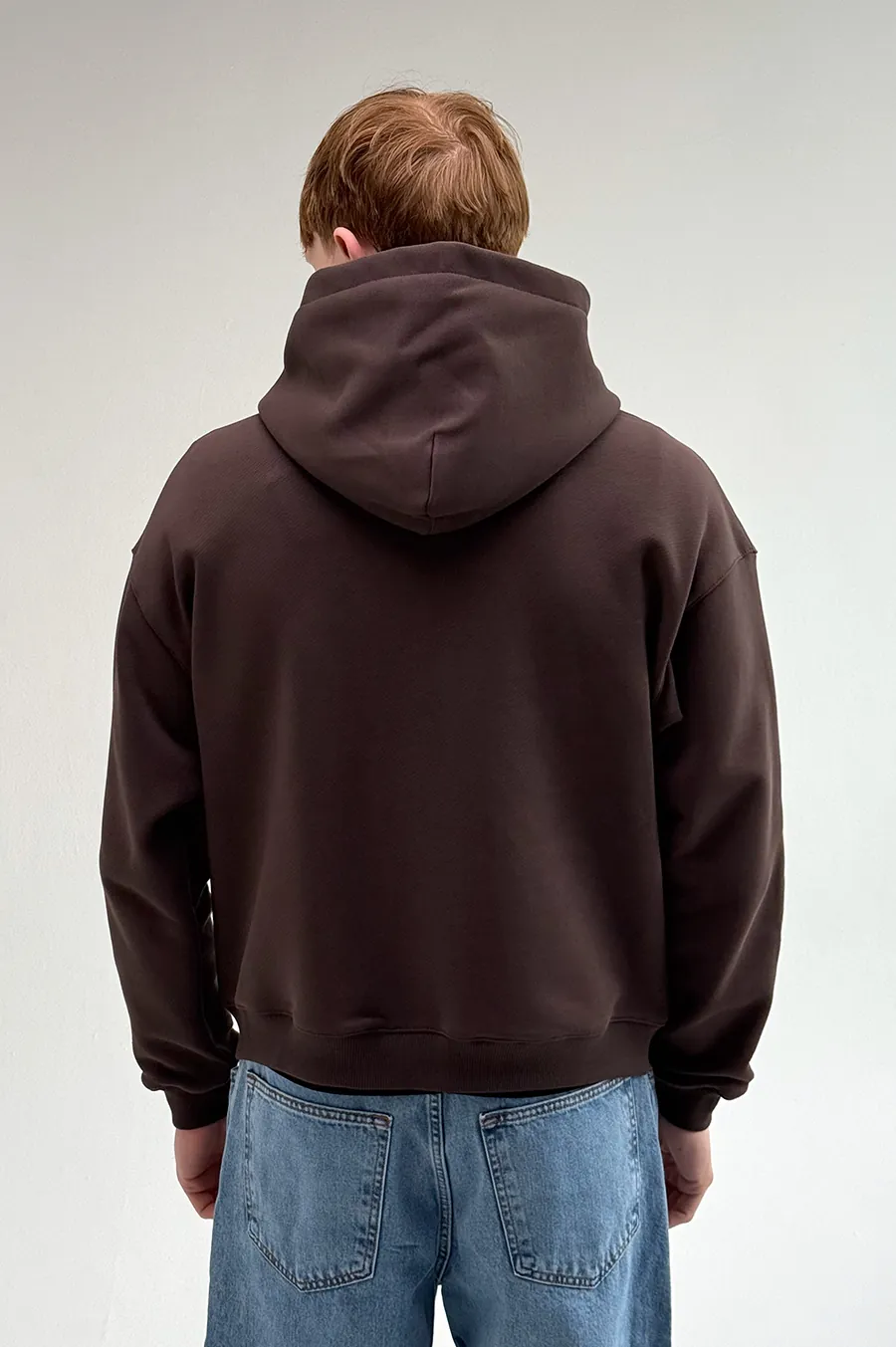 GARAGE Black Island diagonal cotton zip-up hoodie with Chocolate embroidery