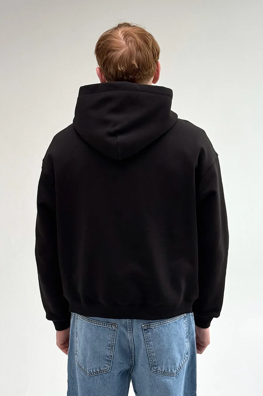 GARAGE Black Island Diagonal Cotton Zip Up Hoodie Black