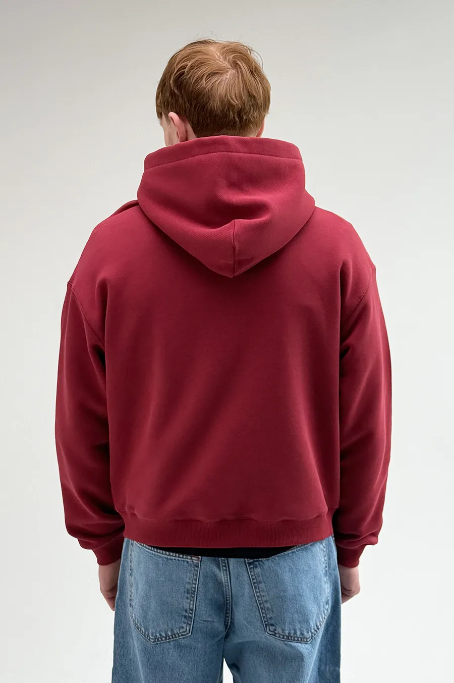 GARAGE Black Island zip up hoodie in diagonal cotton with bordeaux embroidery