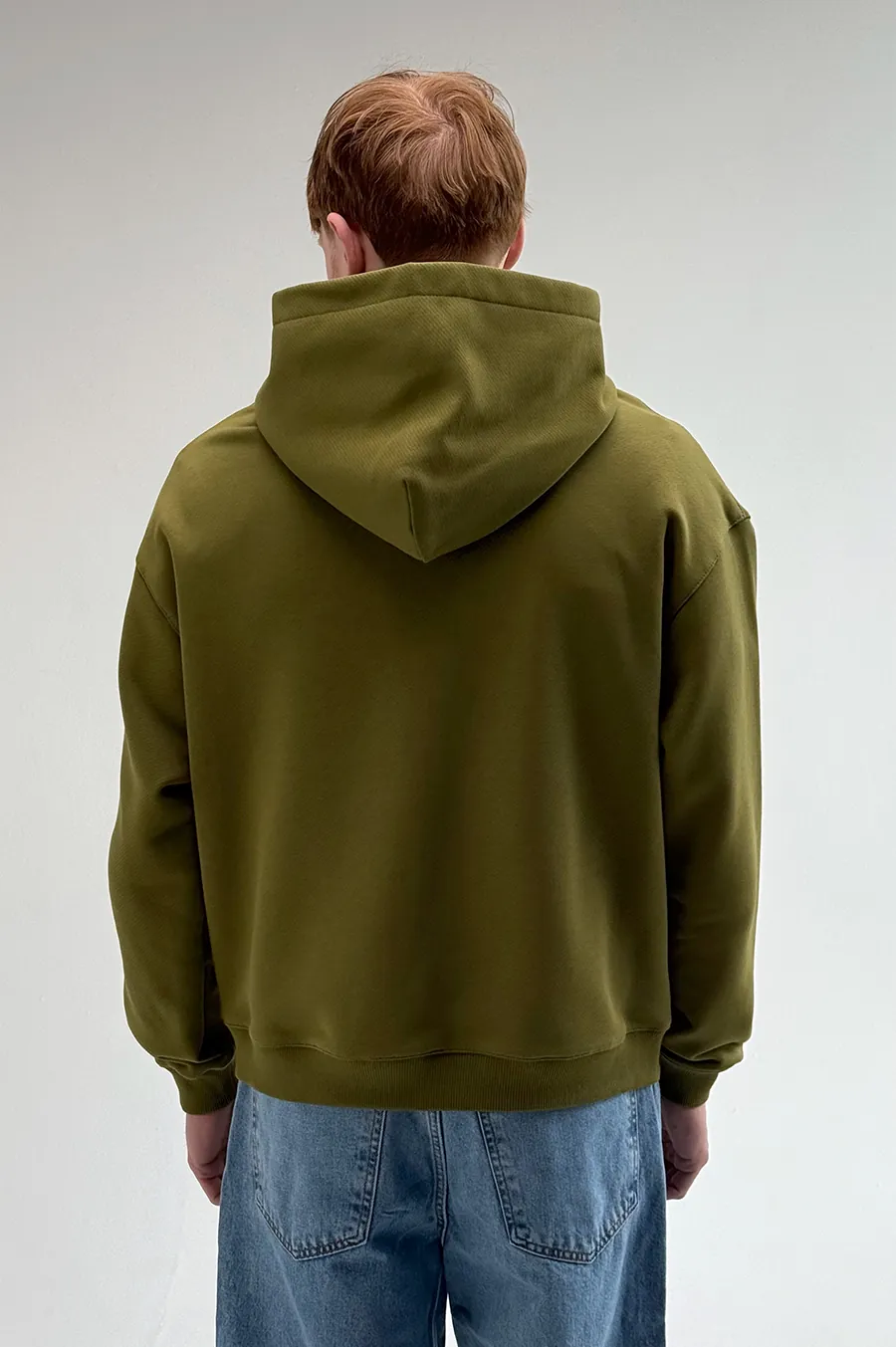 GARAGE Black Island Diagonal Cotton Zip Up Hoodie Olive