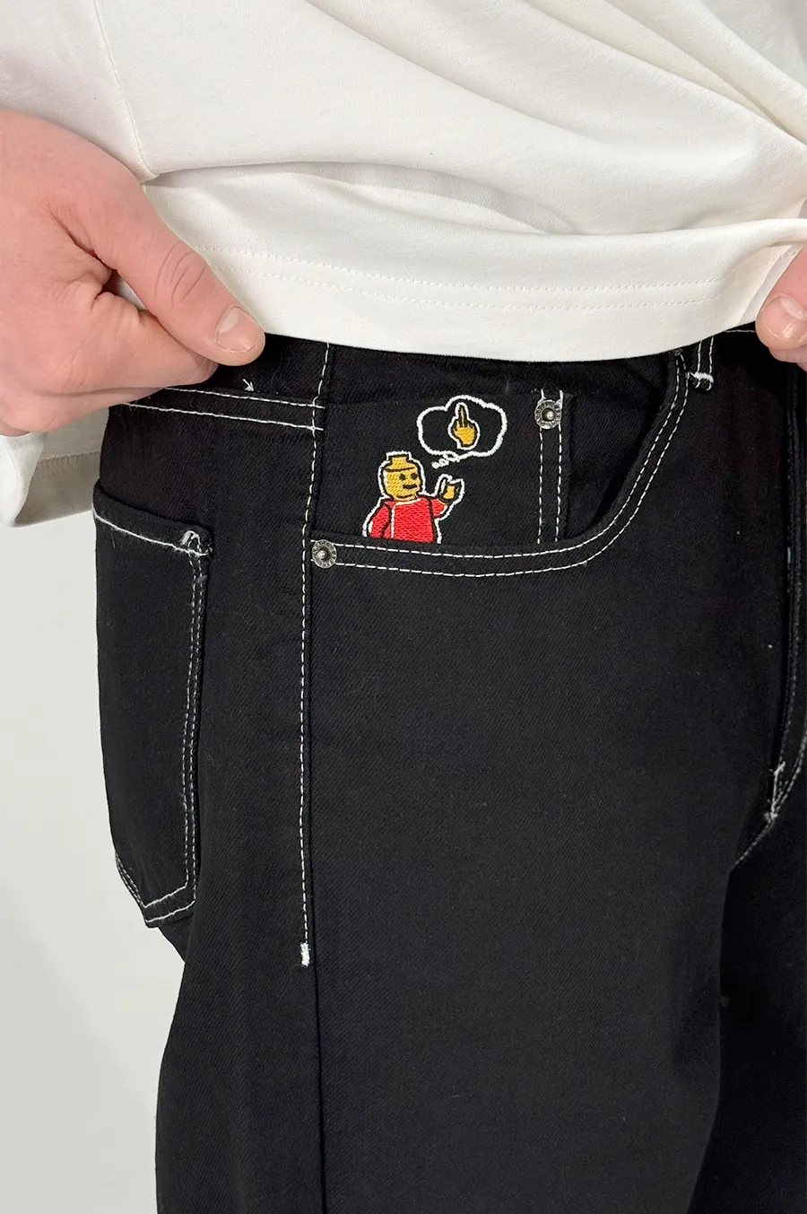 GARAGE Baggy jeans with Lego embroidery Black