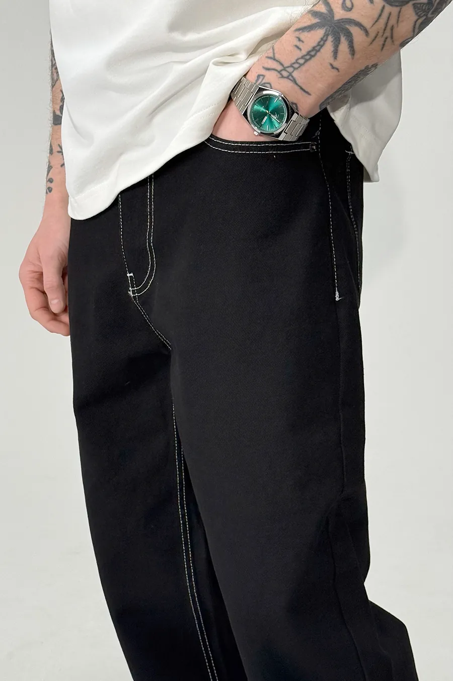 GARAGE Baggy jeans with Lego embroidery Black